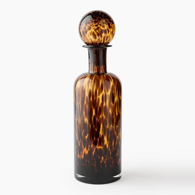 Fiole tachetée léopard , 11,5 x 11,5 x 40 cm, en verre MONOPRIX