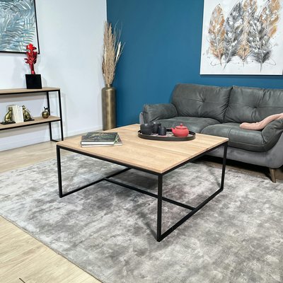 Table basse carrée en chêne massif blanc 100 X 100 PALERME PIER IMPORT