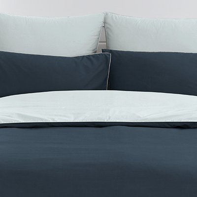 Parure housse de couette bicolore + 2 taies 50x70 cm percale DOZMARY SENSEI MAISON