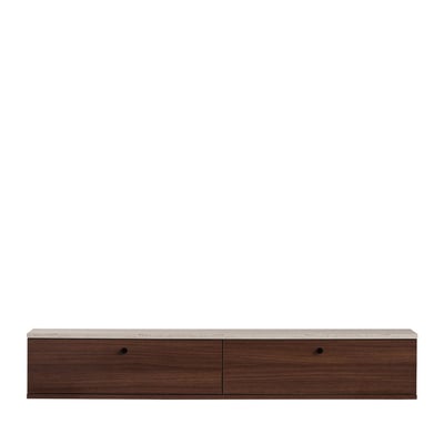 Meuble tv suspendu 2 portes en bois et effet travertin L160cm- YARA DRAWER