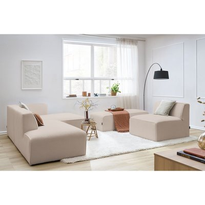 Canapé modulable 6 places en tissu bouclette, MEGEVE BOBOCHIC