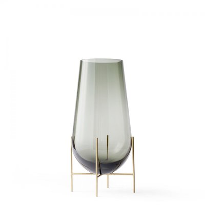 Vase Echasse Small Verre Fumé et Laiton H 28 Diam 15 cm AUDO COPENHAGEN