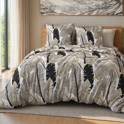 Parure housse de couette avec taie(s) en microfibre motif plume, PLUMETI C DESIGN HOME TEXTILE
