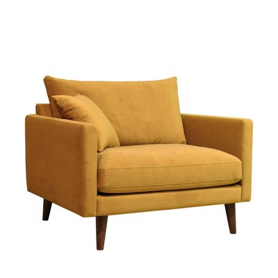 Fauteuil XL en velours pieds bois foncé - VILLABON DRAWER