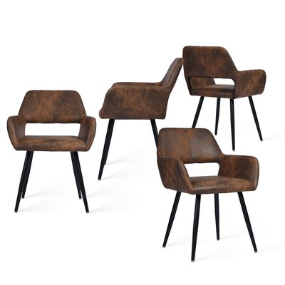 Lot de 4 chaises de salle à manger fauteuil rétro industriel,CROMWELL MEUBLES COSY
