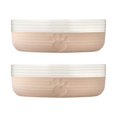 Set of 2 Heart Paw Pet Bowls 18cm MASON CASH