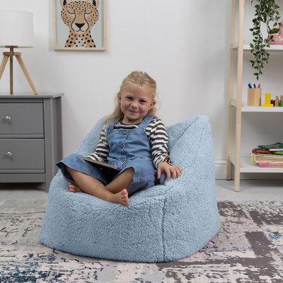 Lot de 2 poufs fauteuil enfant en polaire sherpa - MORGAN ICON