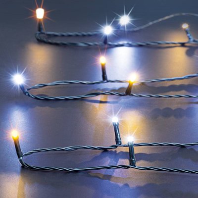 Guirlande lumineuse extérieur programmable 14m blanc froid 192 LED à piles FEERIC LIGHTS & CHRISTMAS