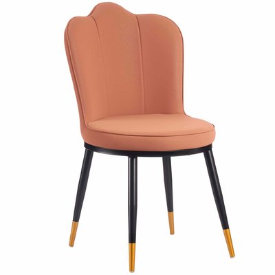 Chaise coquillage similicuir rose et pieds en métal noir et doré WADIGA