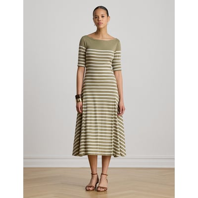 Robe midi, manches courtes, à rayures LAUREN RALPH LAUREN