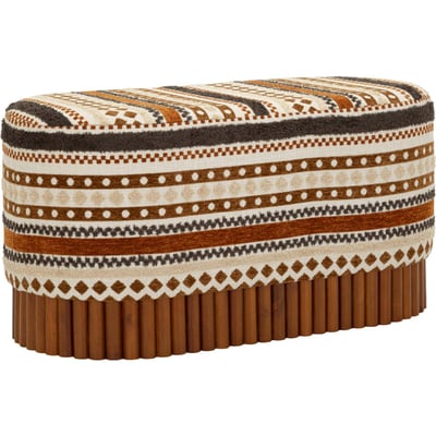 Banc ovale motif ethnique base en bois massif RECOLLECTION