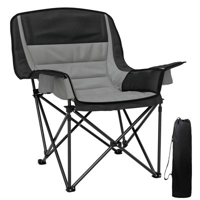 Chaise de camping pliante rembourrée nombreux rangements sac transport OUTSUNNY
