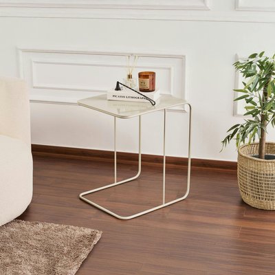Bout de canapé design métal taupe – plateau carré moderne SFAX PIER IMPORT