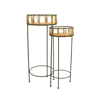 Set de 2 tables d'appoint en rotin et métal ORNAMI