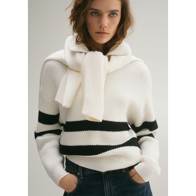 Pull-over maille côtelée rayures MANGO