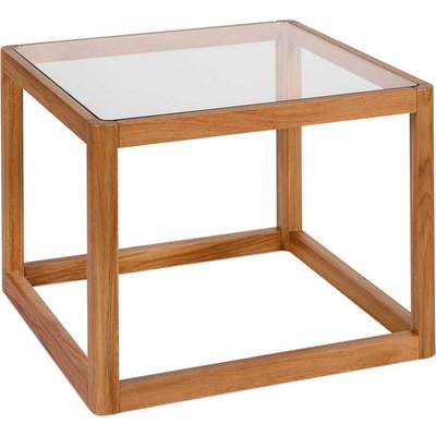 Table dappoint en chêne et verre design contemporain RECOLLECTION