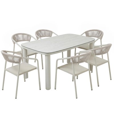 Table de jardin en aluminium 150x90 cm et 6 chaises, NOCERA OVIALA