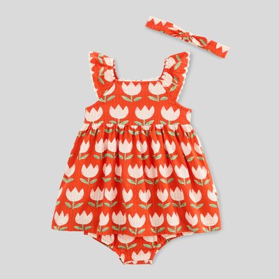 Robe avec bloomer et bandeau imprimés en coton BIO GOTS BOUT'CHOU