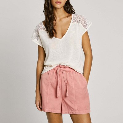 T-Shirt À Col V Avec Dentelle PEPE JEANS