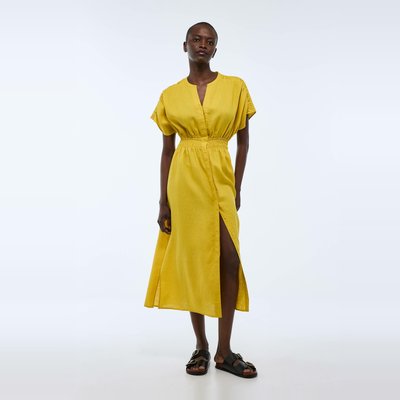 Robe midi unie en lin MONOPRIX