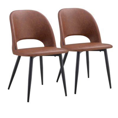 Lot de 2 chaises en acier et cuir synthétique, LOU OVIALA