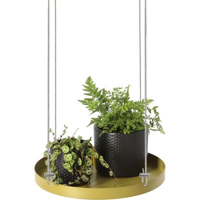 Support à plantes rond à suspendre doré Diamètre de 24 cm JARDINDECO