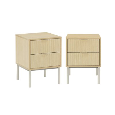 Table de chevet effet bois rainuré et métal (lot de 2) RICHMOND SWEEEK