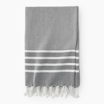 Fouta chevron noir, 100x180cm, 100% coton bio MONOPRIX