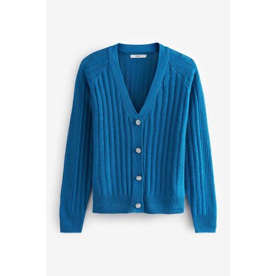 Cardigan en lin avec boutons pierres NEXT