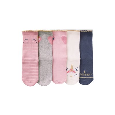 Lot de 5 paires de chaussettes licornes et coeurs VERTBAUDET