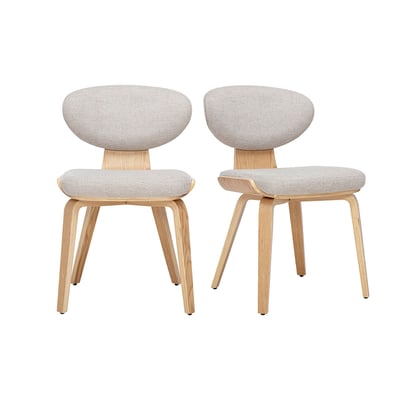 Chaises en tissu effet velours texturé beige et bois clair (lot de 2) YELLE MILIBOO