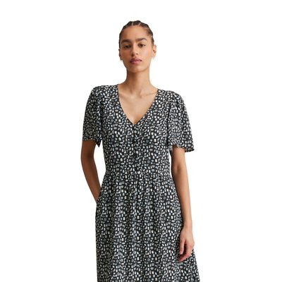 Robe à taille élastique flare en crêpe de viscose fluide MARC O’POLO DENIM