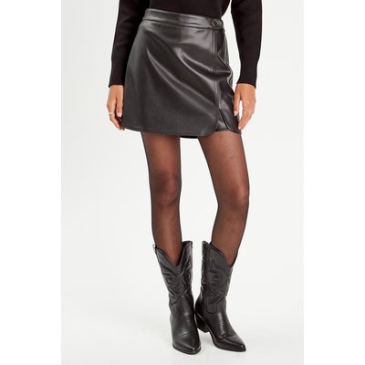 Jupe simili cuir volant La Redoute