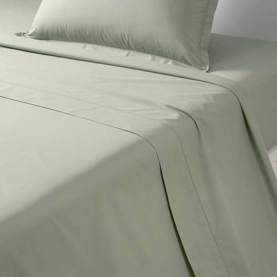 Drap plat en percale de coton vert, ALCOVE OLIVIER DESFORGES
