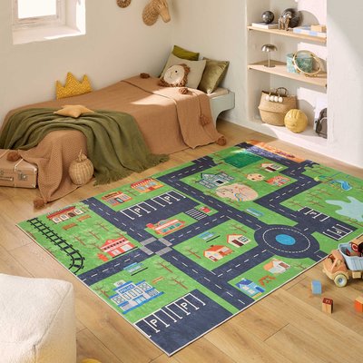 Tapis enfant lavable en machine, motif circuit HAPPY NAZAR RUGS