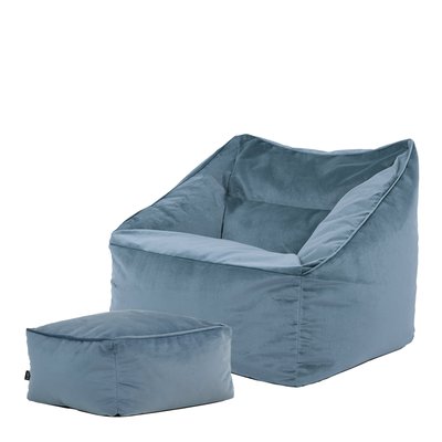 Pouf fauteuil et son repose-pied velours carré - NATALIA ICON
