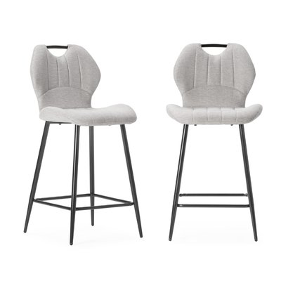 Lot de 2 tabourets en tissu avec pieds en métal noir H65 cm - MULI CALICOSY