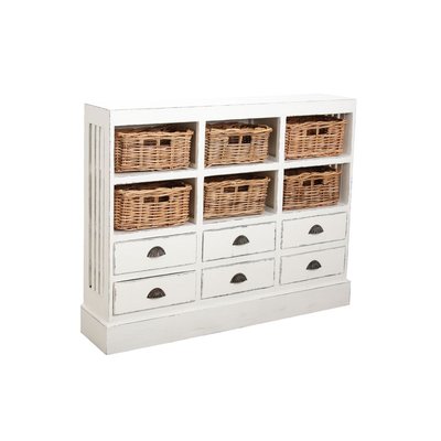 Commode en bois blanc antique et poelet AUBRY GASPARD