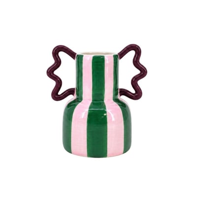 Vase fantaisie rayé et en céramique, H21cm ORNAMI