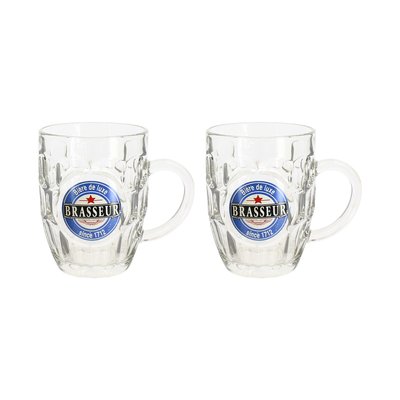 Lot de 2 chopes à bière en verre 54cl, BRASSEUR NOVASTYL
