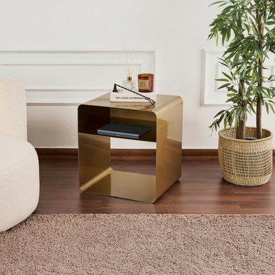 Table d’appoint design métal doré – forme cube SFAX PIER IMPORT