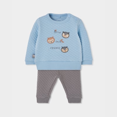 Ensemble maille bébé garçon imprimé hiboux BOBOLI