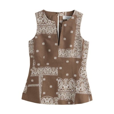 Top à basque en lin motif foulard NEXT