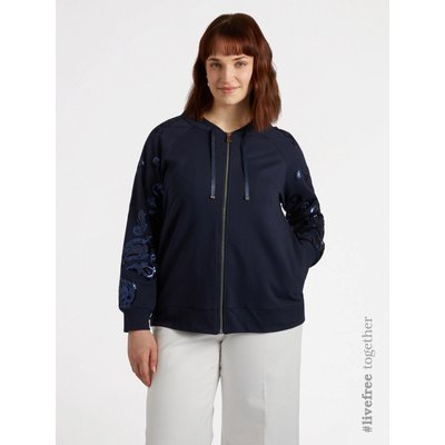 Sweat-shirt avec broderie en paillettes sur les manches qui rappelle l’imprimé paisley FIORELLA RUBINO