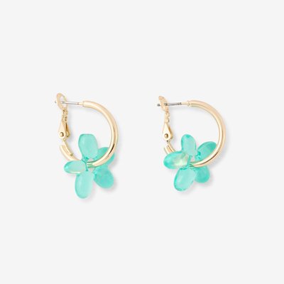 Créoles fleurs en résine bleues BALABOOSTE