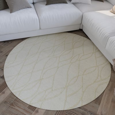 Tapis rond texturé à motifs courbes ,  HAMPTONS TWENTYTHREE WECON HOME