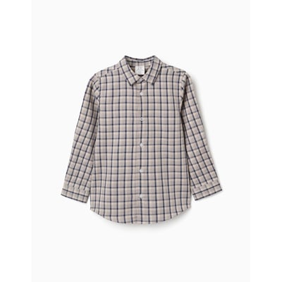 Chemise en coton à manches longues et motif à carreaux ZIPPY