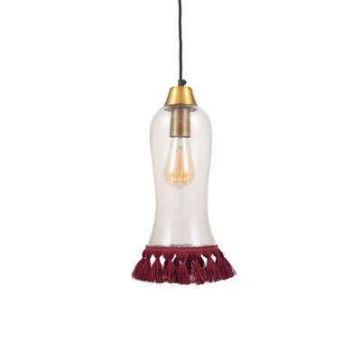 Statement Clear Glass and Red Fringe Tassel Pendant Ceiling Light SO'HOME