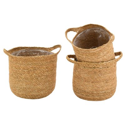 Cache-pots ronds en jonc (Lot de 3) AUBRY GASPARD
