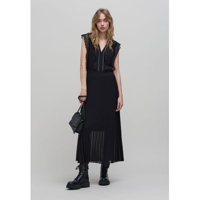 Robe longue plissée volants dentelle IKKS